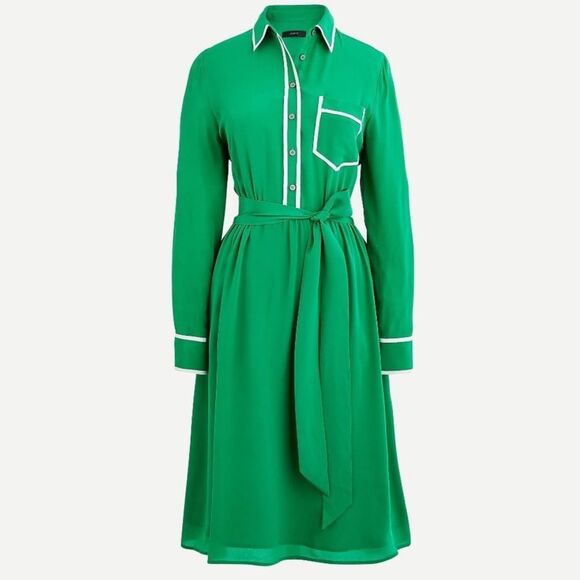 J. Crew Green Midi Dress with White Accents - Picture 1 of 7